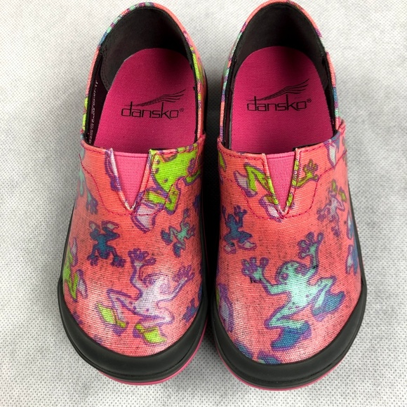 Dansko Vesta Pink Frogs Canvas Rain Shoe - Picture 2 of 4
